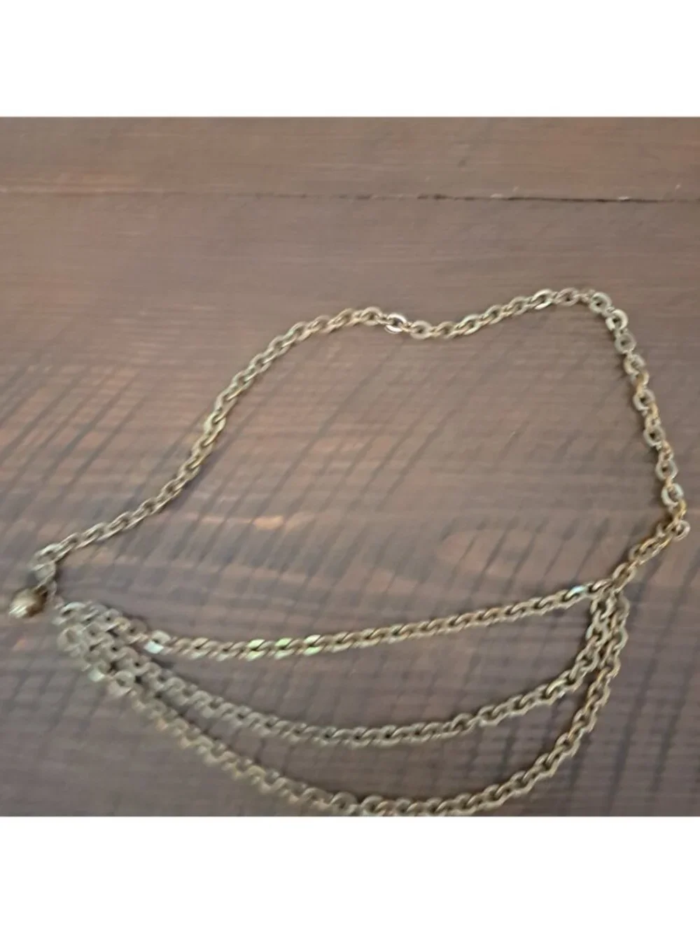 VTG‎ Womens 3 Tier Chain Belt Heavy Gold Triple Layer Adjust to 36